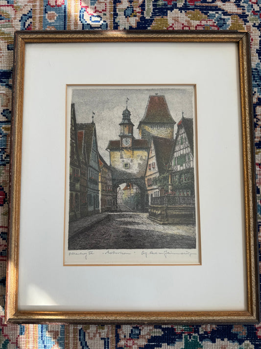 Rothenburg | Ernst Geissendorfer - Framed & Signed Colored Etching Print