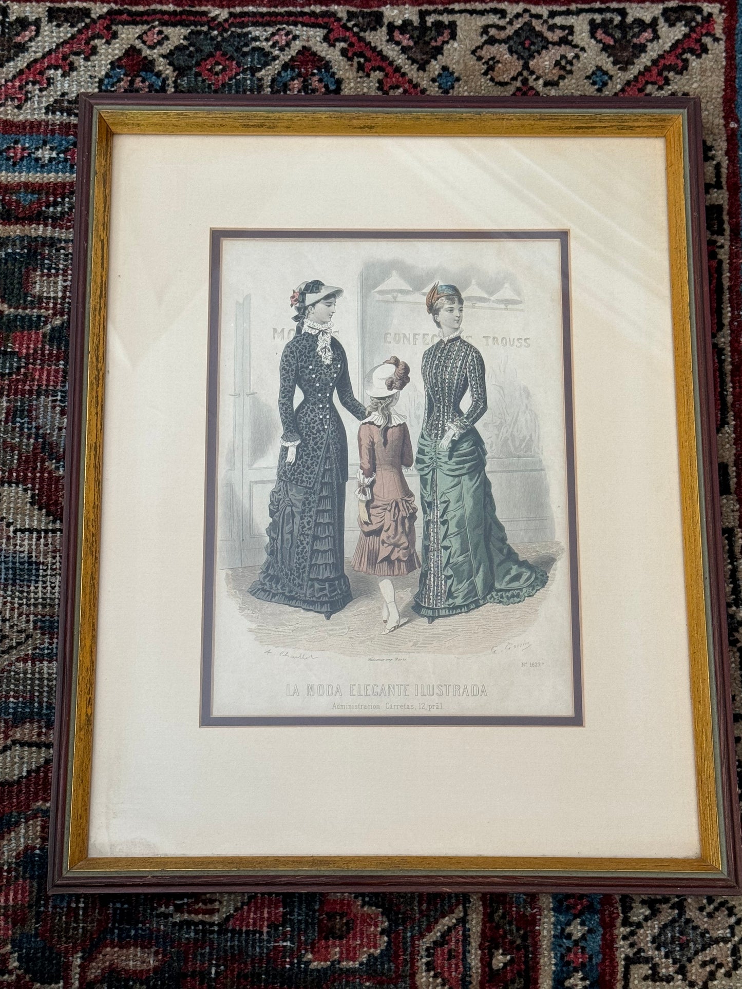 Antique 19th Century La Moda Elegante Ilustrada | Framed Engraved Print